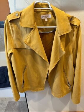 Philosophy Mustard Suede Moto Jacket